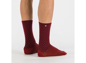 Sportful CHECKMATE WINTER ponožky slivkové/červené