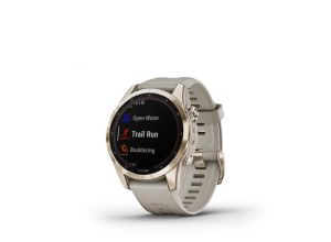 Garmin fenix 7S Sapphire Solar, Cream Gold Titanium, Light Sand Band