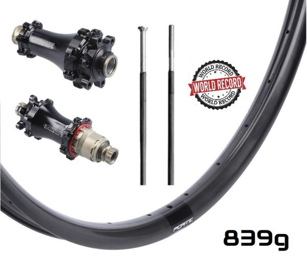 kolesá World Record - PORTE rathe 30,6 - 250g + Extralite hyperboost 3 + špice Carbon/Titan
