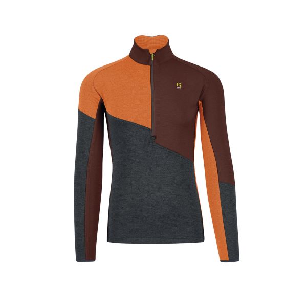 Karpos Federa Half-Zip Flíska Woodl.Gray/Mahogany/Vibr.Orange