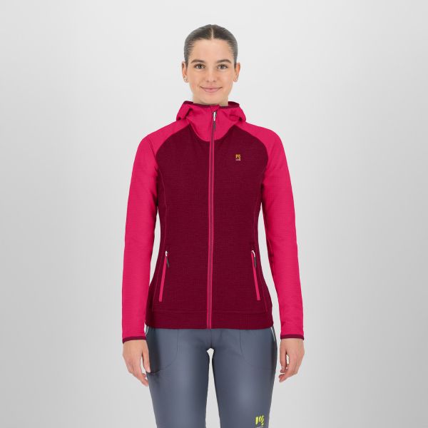Karpos Ambrizzola Dámska Mikina So Zipsom A Kapucňou beet red, virtual pink