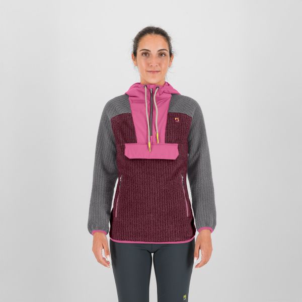 Karpos Rocchetta Vogue Hoodie Halfp Zip dámsa flíska Crimson/Smoked/Pink Power
