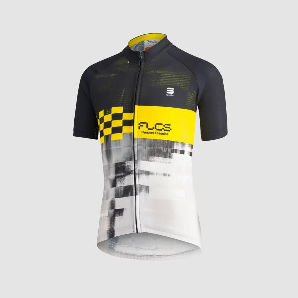 Sportful Flanders Detský dres čierny/biely/žltý