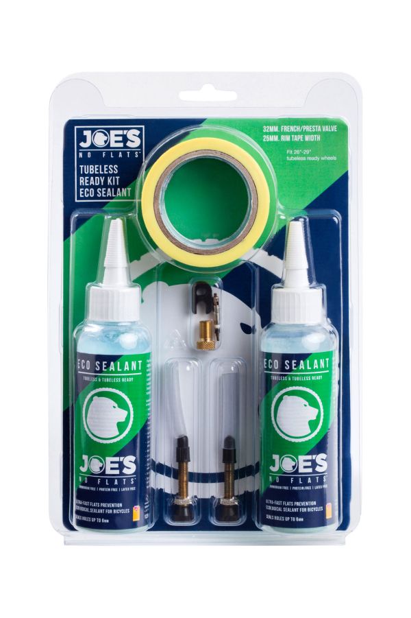 Joe&rsquo;s Tubeless Ready Kit - Eco Sealant (32 mm valve, 25 mm Rim Tape)