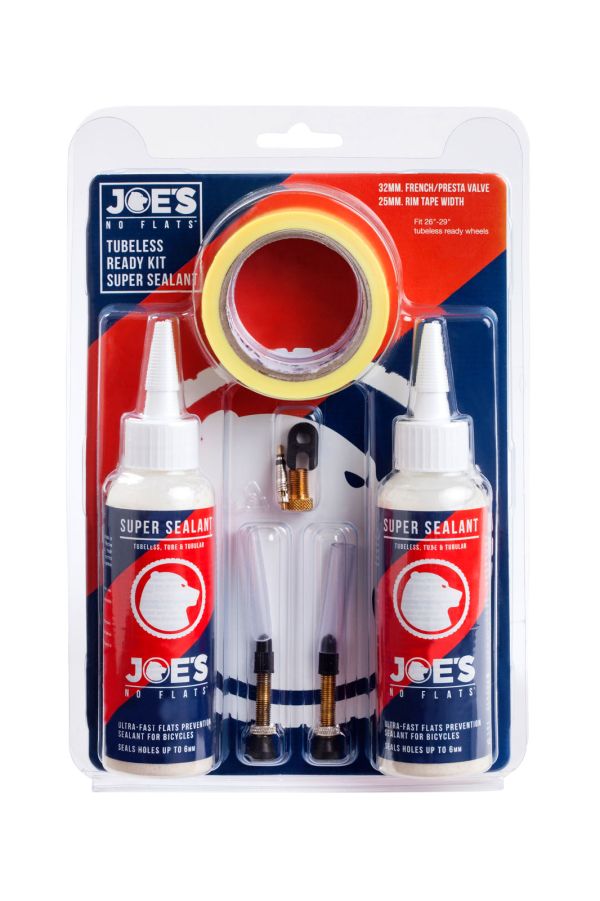 Joe&rsquo;s Tubeless Ready Kit - Super Sealant (32 mm valve, 25 mm Rim Tape)